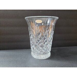 Deplomb Lead Crystal Vase 8" Tall Floral Diamond Design